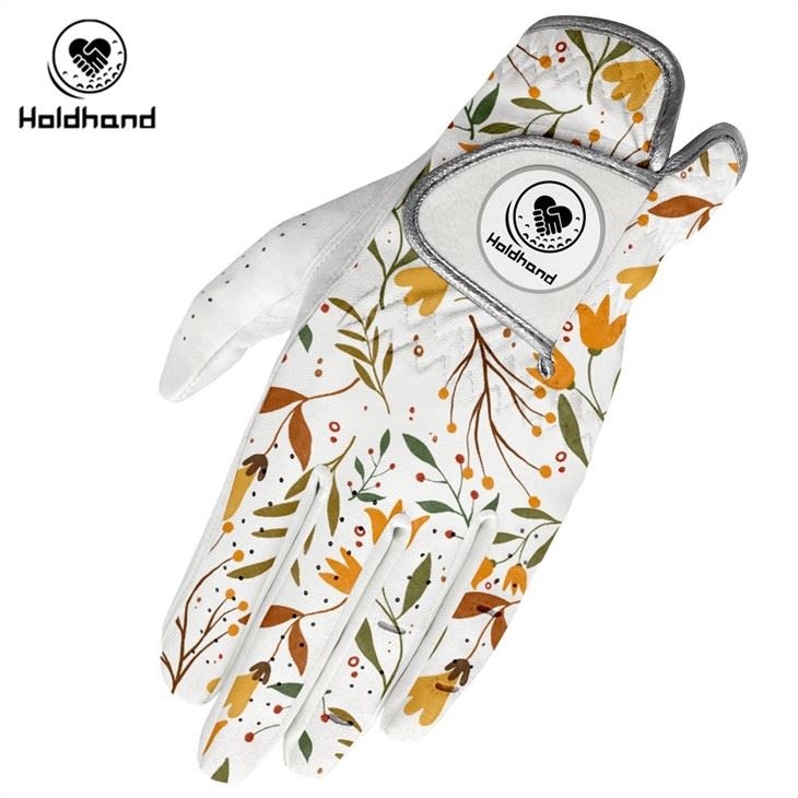 Fashion Designs Feather Pattern PU Leather Custom Design Durable Cabretta Golf Gloves